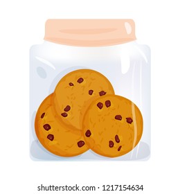 Chocolate chip cookie set, homemade biscuit in glass jar, isolated on white background. Bright colors.  - Powered by Shutterstock