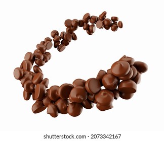 Chocolate chip flying like moon shape 3d illustration - Powered by Shutterstock