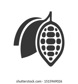 Chocolate Cocoa Beans Icon on White Background.