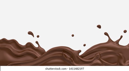 Chocolate or cocoa splash abstract background, 3d rendering Include clipping path.