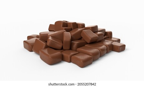 Chocolate Cube Chunks 3d Illustration