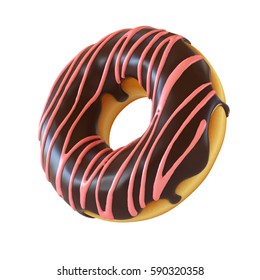 Chocolate Donut Or Doughnut 3d Rendering