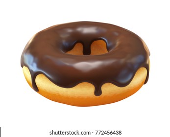 Chocolate Donut Or Doughnut 3d Rendering