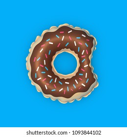 Chocolate Donut Pool Float. Giant Inflatable Ring isolated on blue background.Pool Party. 3D illustration.