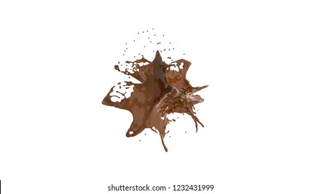 Chocolate Explosion On White. 3d Rendering