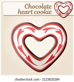 Chocolate Heart Cookie Illustration. Cartoon Icon