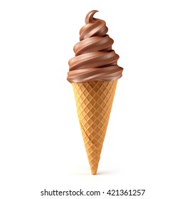 Chocolate Ice Cream Cone Isolated