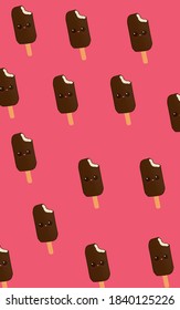 Chocolate Ice Cream Wallpaper Pink Background: ภาพประกอบสต็อก