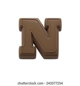 Chocolate Letter N. Sweet Candy Font For Celebration. Made In 3D.