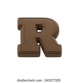 Chocolate Letter R. Sweet Candy Font For Celebration. Made In 3D.