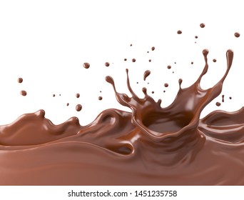 Chocolate Milk Ripple Splash Background, 3d Rendering.