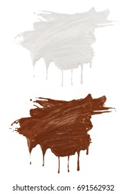 Chocolate And Milk Smear On White Background,paint Or Liquid Smear, 3d Illustration.