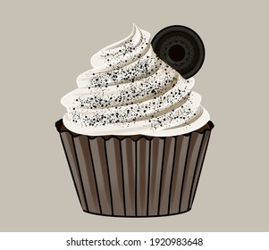 Chocolate Oreo Cupcake With White Cream