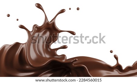 Chocolate  splash with clipping path, 3D Rendering, 3D illustration