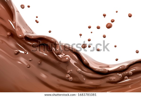 チョコレートのスプラッシュ 食べ物と飲み物のイラスト 抽象的な渦の背景 3dレンダリング のイラスト素材