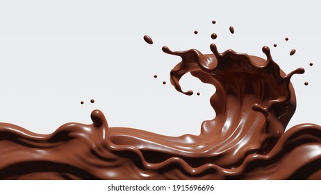 Barrido de chocolate aislado con trazo de recorte , Representación 3D, ilustración 3D