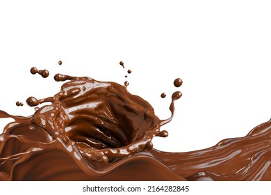 Chocolate splash isolated with clipping path , 3D illustration