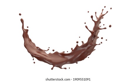Chocolate splash isolated on white background with clipping path,3d rendering.