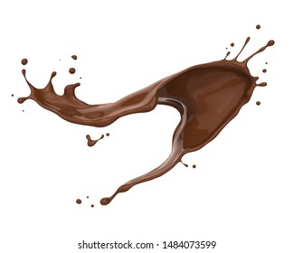 chocolate splash in shape of spiral and twist, 3d illustration.