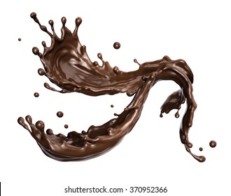 Chocolate Splashing Fountain, Isolated Design Element, 3d Food Illustration