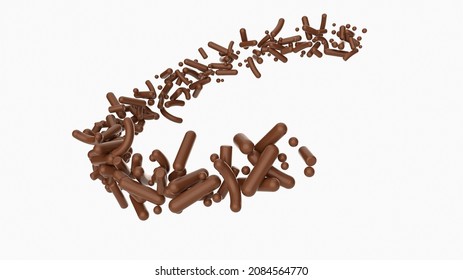 Chocolate Sprinkles in the air isolated on white background Sweet sprinkles flying 3d illustration