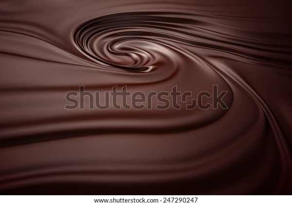 チョコレートの渦の背景 きれいで細かい溶かしたチョコの塊 のイラスト素材
