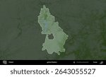 Chojnice Commune. Administrative area of Poland highlighted and outlined on a darkened colored elevation map