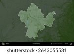 Chojnicki County. Administrative area of Poland highlighted and outlined on a darkened colored elevation map