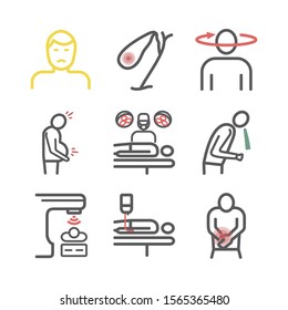 Cholecystitis Line Icons Set. Infographics Sign Illustration