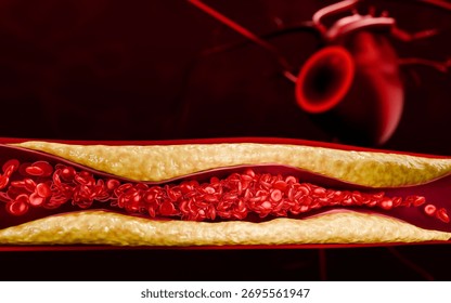 Cholesterol Plaque Causing Artery Blockage Leading to Heart Disease and Ischemia Medical Anatomy 3D Rendering