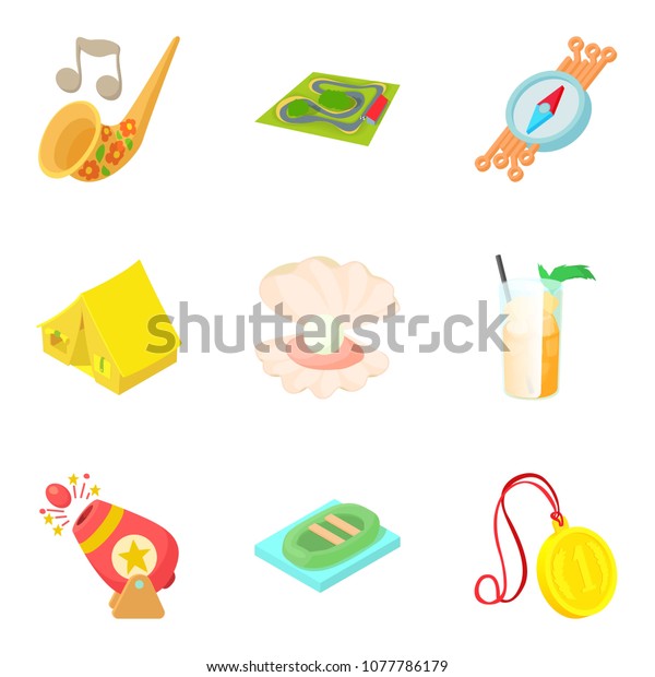 Choose direction icons\
set. Cartoon set of 9 choose direction icons for web isolated on\
white background