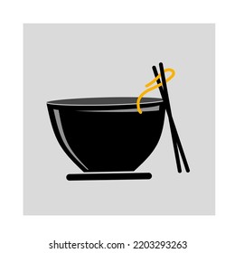 The Chopstick Noodle Bowl Icon Illustration Is Very Suitable For Symbols Of Cafes, Restaurants And Others.
