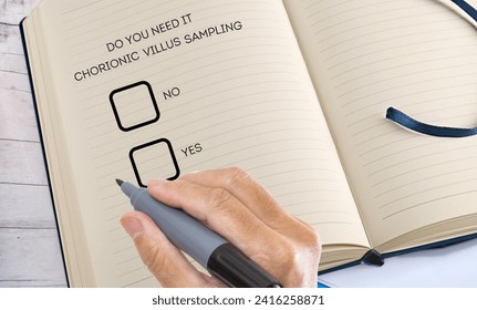 Chorionic villus sampling test concept. write on a book cvc test