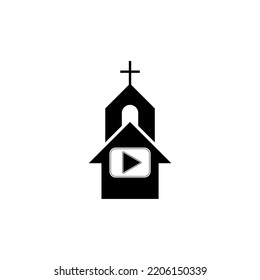 Christian Church Service Streaming Video Icon Isolated On White Background