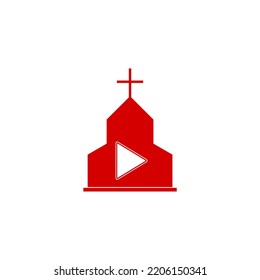 Christian Church Service Streaming Video Icon Isolated On White Background