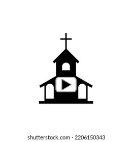 Christian Church Service Streaming Video Icon Isolated On White Background