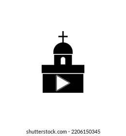 Christian Church Service Streaming Video Icon Isolated On White Background