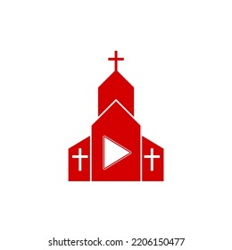 Christian Church Service Streaming Video Icon Isolated On White Background