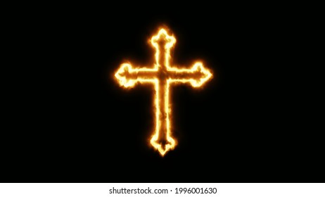 Christian Cross Burning On Fire Stock Illustration 1996001630 ...