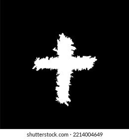 Christian Cross Icon Isolated On Dark Background