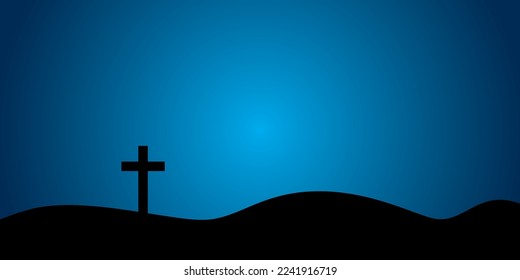 Christian cross on dark blue background. Concept of faith symbol, Christianity, Christian Easter, Eternal life of soul, Gate to heaven, Holy cross for Easter day and Ascension day. paper cut style. - Powered by Shutterstock