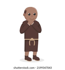 Christian Monk African Praying Design Character On White Background