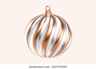 Christmas 3D white and gold realistic decorations new year. 3D Design elements Santa hat, giftbox, snow, tree, leaf for greeting card or invitation. 3D Rendering - Powered by Shutterstock