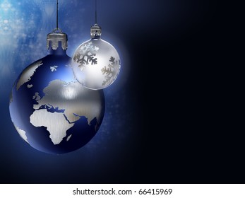 Christmas all over earth - Earth and moon christmas baubles.