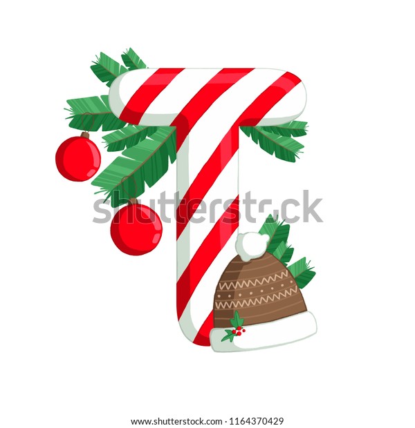 Christmas Alphabet Illustration Letter T Tree Stock Illustration 1164370429