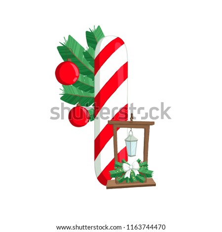 christmas alphabet illustration of letter i with tree and decorations use for postcards - Christmas Letter Decorations christmas alphabet illustration of letter i with tree and decorations use for postcards - Christmas Letter Decorations