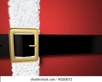 Christmas Background With Santa Claus Belt And Golden Buckle