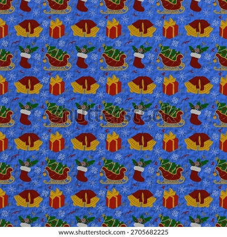 Christmas background and wallpaper, seamless pattern, blue background 