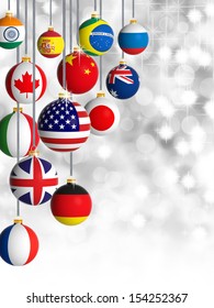 Christmas Balls With Different Flags Of The World 