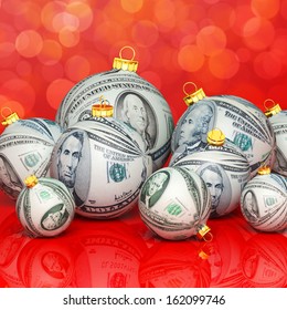 Christmas Balls With Money Texture